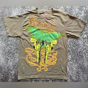 Tool Jeans Embellished Graphic T-Shirt with Pistols & Birds 3XL